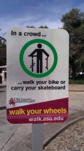 Walk Your Wheels Campaign on ASU Tempe Campus